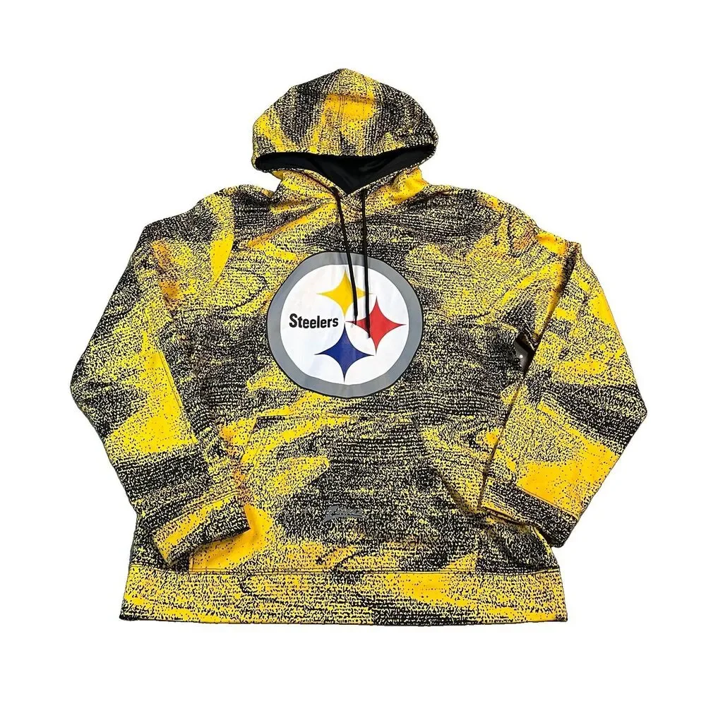 NFL Team Apparel Pittsburgh Steelers Football Yellow Black Hoodie Mens Size M